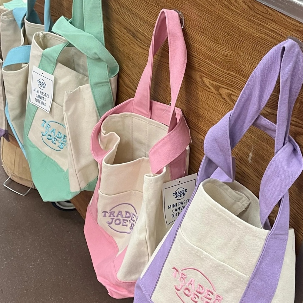 Trader Joe's Mini Pastel Canvas Totes